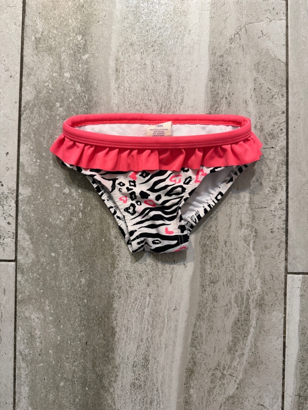 OP Pink Ruffle Zebra-Heart Bikini Bottoms